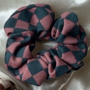 Blue and Pink Nadia Checkered Scrunchie